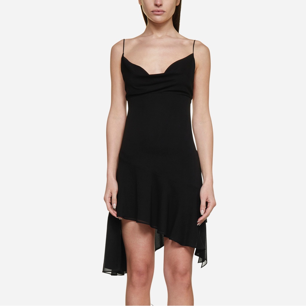 The Andamane Black Silk Blend Gemma Draped Mini Dress
